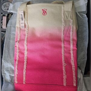PINK Victoria's Secret Ombré Canvas Beach Zip Tote Bag NEW MSRP $49